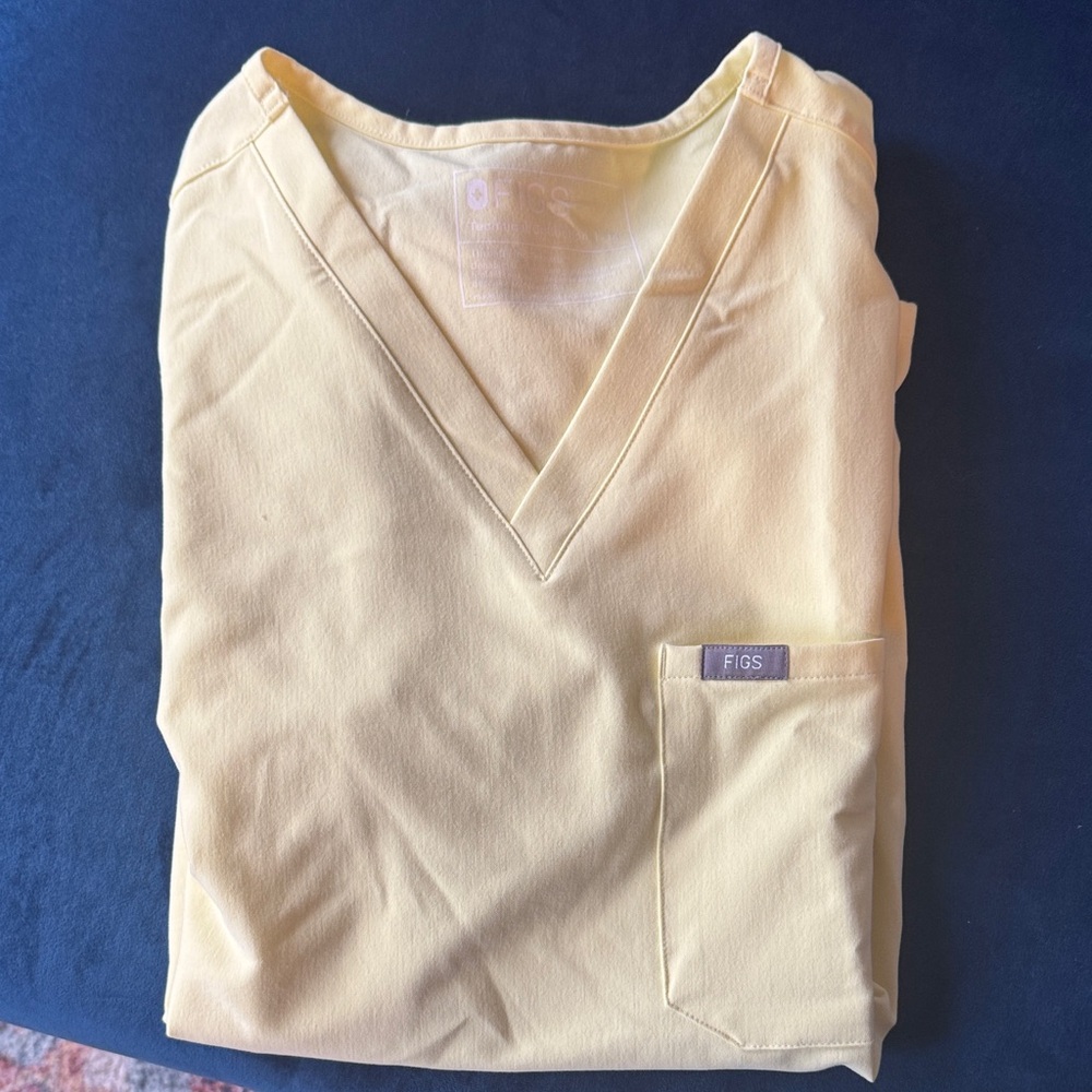 Figs Light Yellow V-Neck Scrub Top